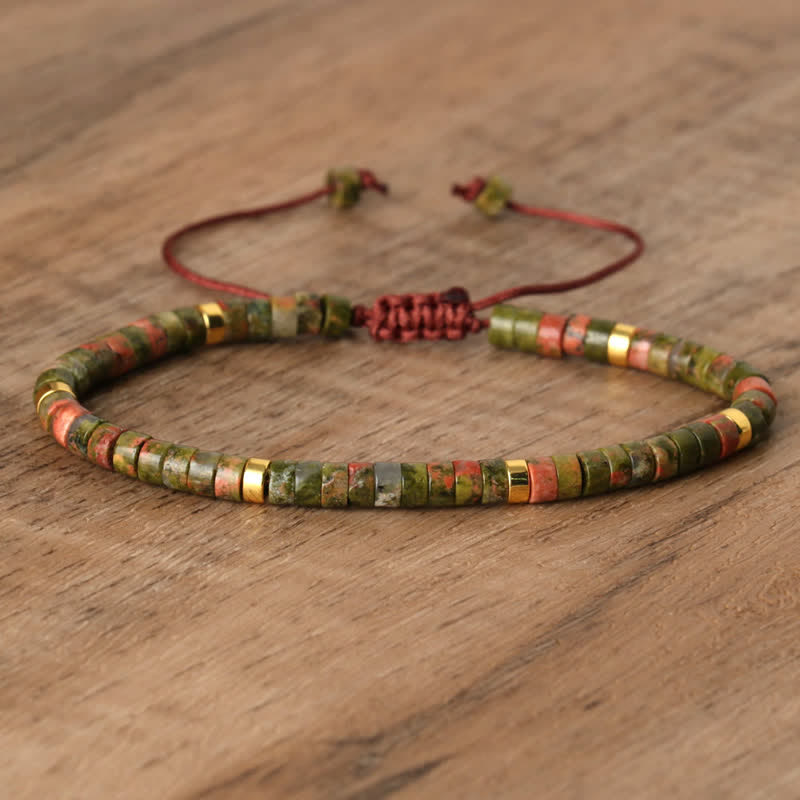 Frendorf | Geflochtenes Armband mit 2,4 mm Naturstein-Rollern – Seraphina