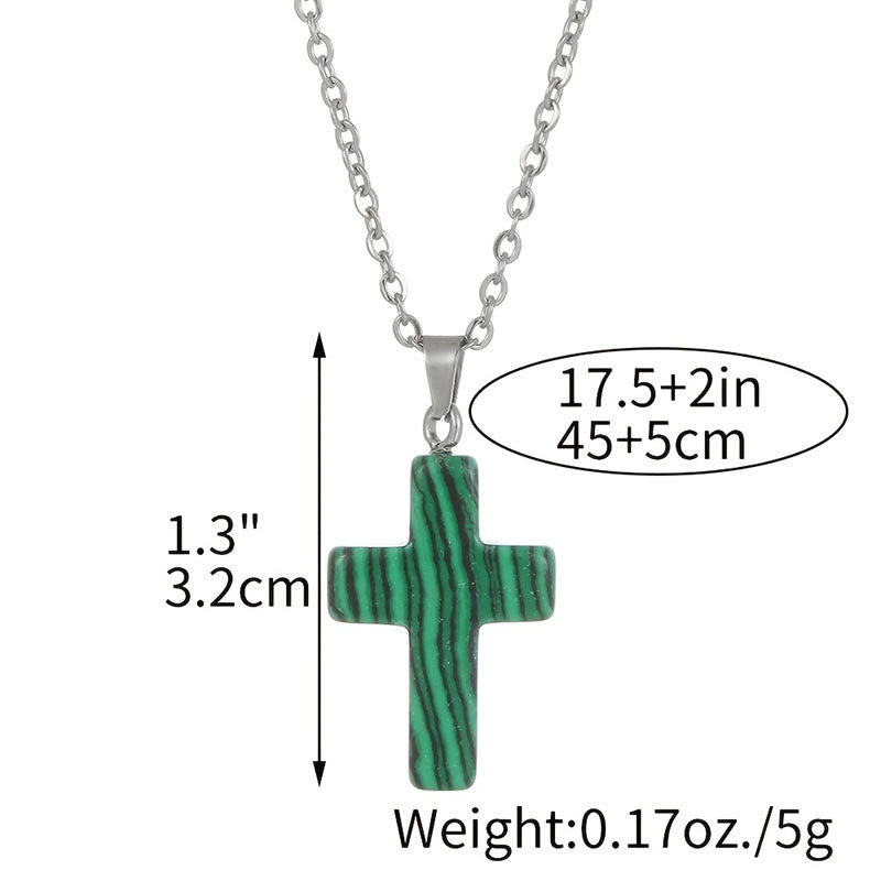Frendorf | Halskette mit Kreuz aus natürlichen Edelsteinen – Seraphina