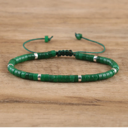 Frendorf | Geflochtenes Armband mit 2,4 mm Naturstein-Rollern – Seraphina