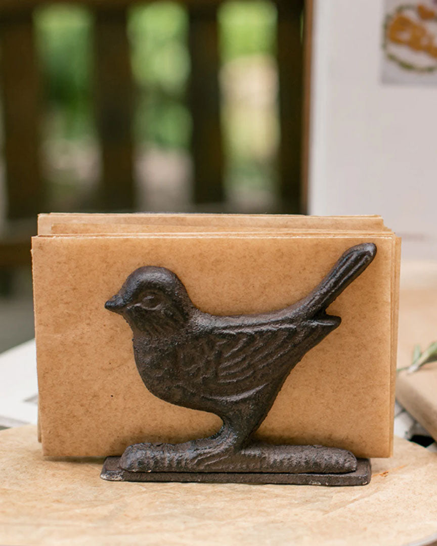 Frendorf | Birdelion Vintage Gusseisen Serviettenhalter | Vogel-Design | Robustes Metall | Dekorative Serviettenaufbewahrung