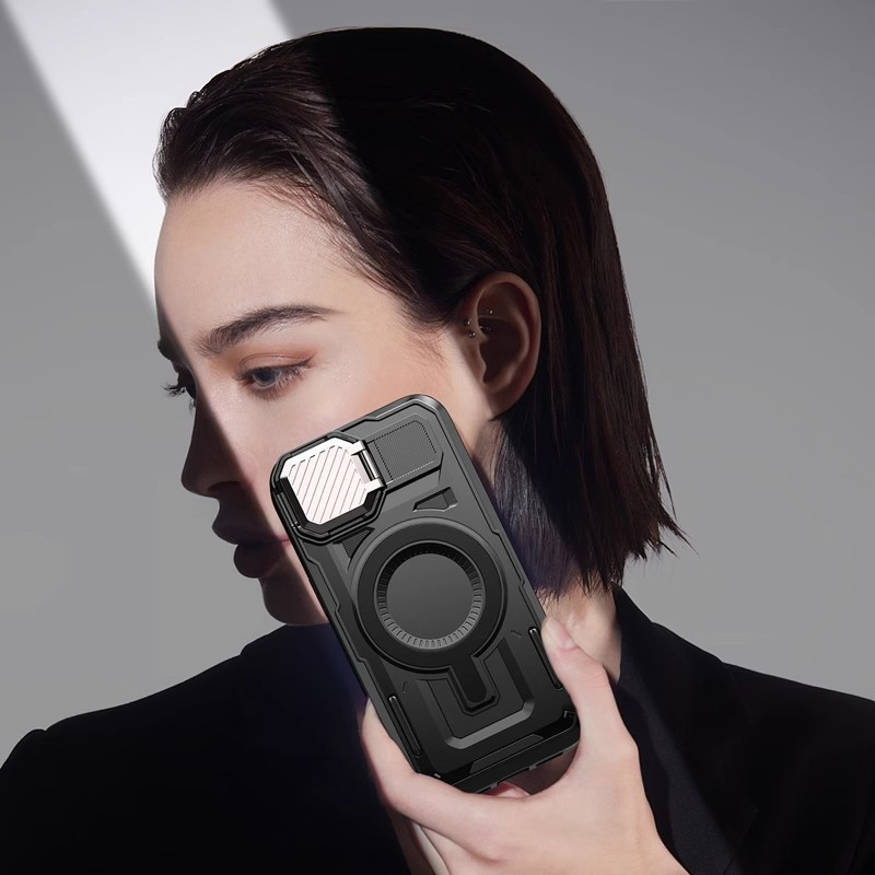 Frendorf | VulcanForce Taktische Mecha-Hülle – Robuster Ständer, MagSafe bereit & Kamera-Rüstungsdesign