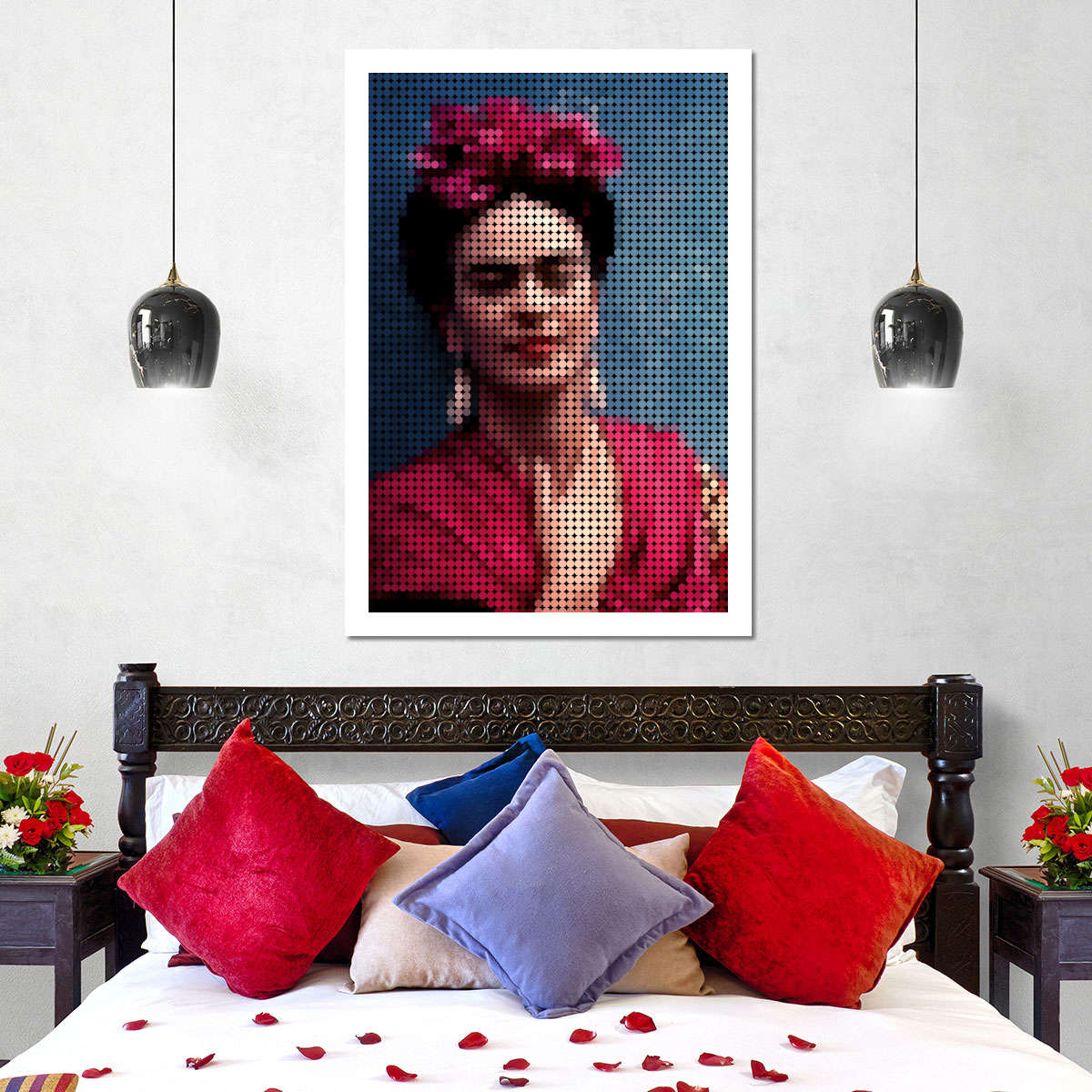 Frendorf | Frida Kahlo In Style Punkte Wandkunst