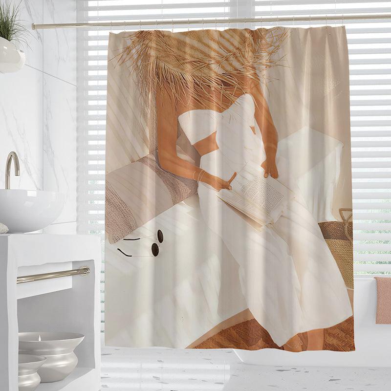 Linienkunst Duschvorhang mit weiblicher Figur