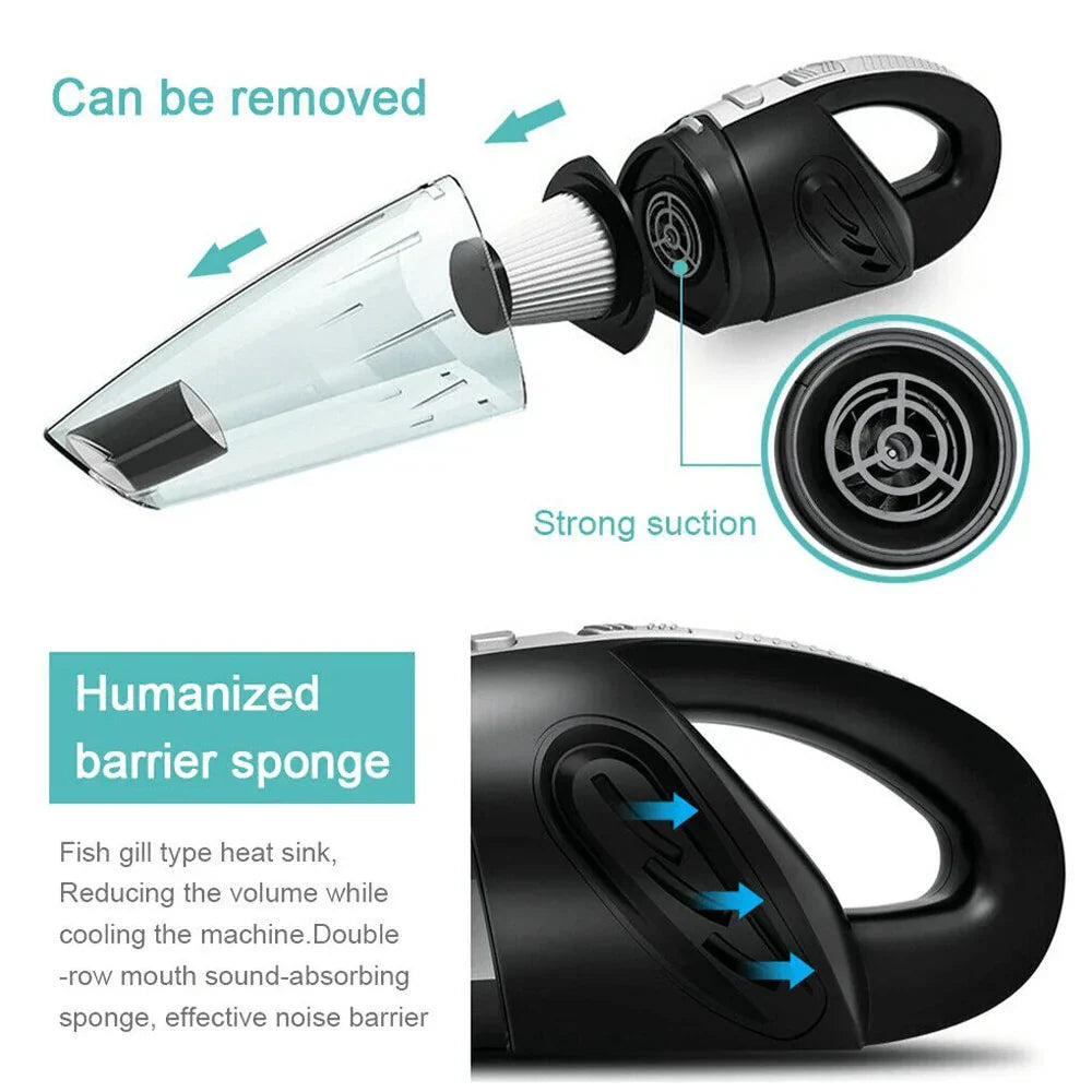 Frendorf | Handheld kabelloser Staubsauger USB (120W 4000PA) für Auto, Zuhause, Haustierhaare und mehr (Nass/Trocken)