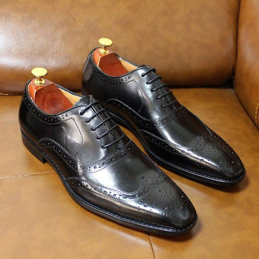 Frendorf | Handgefertigte Herren Oxford Schuhe Leder Brogue Dress Klassische Geschäftliche Formelle Schuhe
