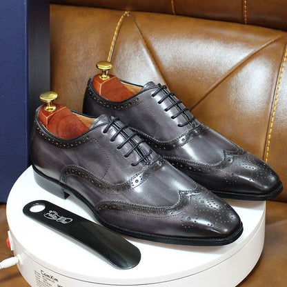 Frendorf | Handgefertigte Herren Oxford Schuhe Leder Brogue Dress Klassische Geschäftliche Formelle Schuhe