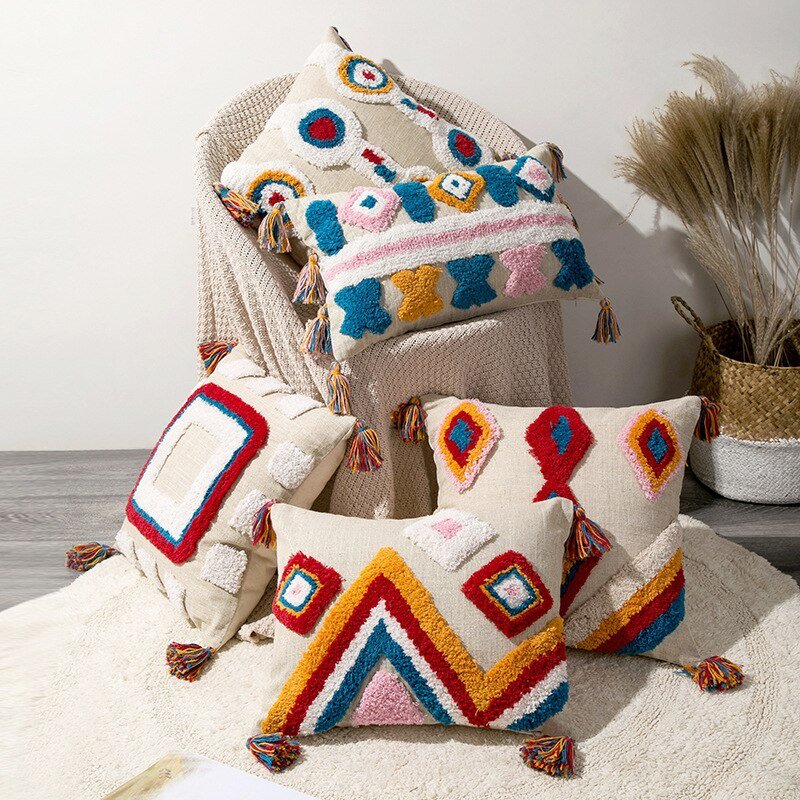 Handgefertigte marokkanische Boho-Stil Kissenhülle