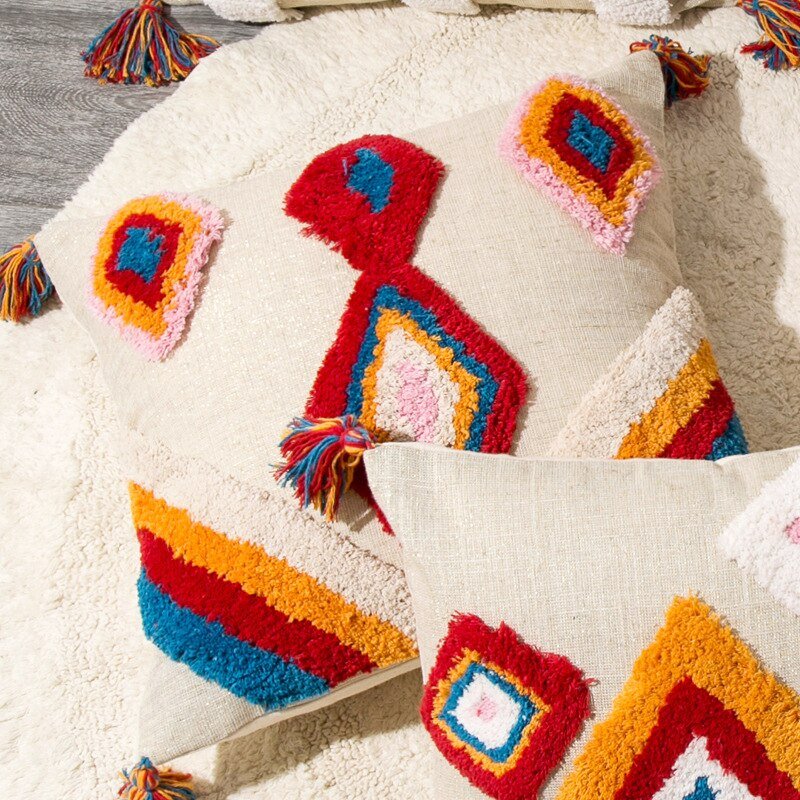 Handgefertigte marokkanische Boho-Stil Kissenhülle