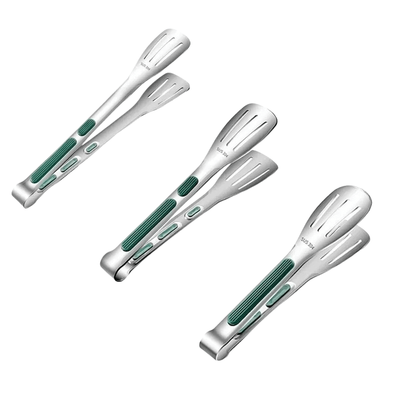 Frendorf | HandyTongs – Rutschfeste Edelstahlzangen für Fleisch, Salat & Brot