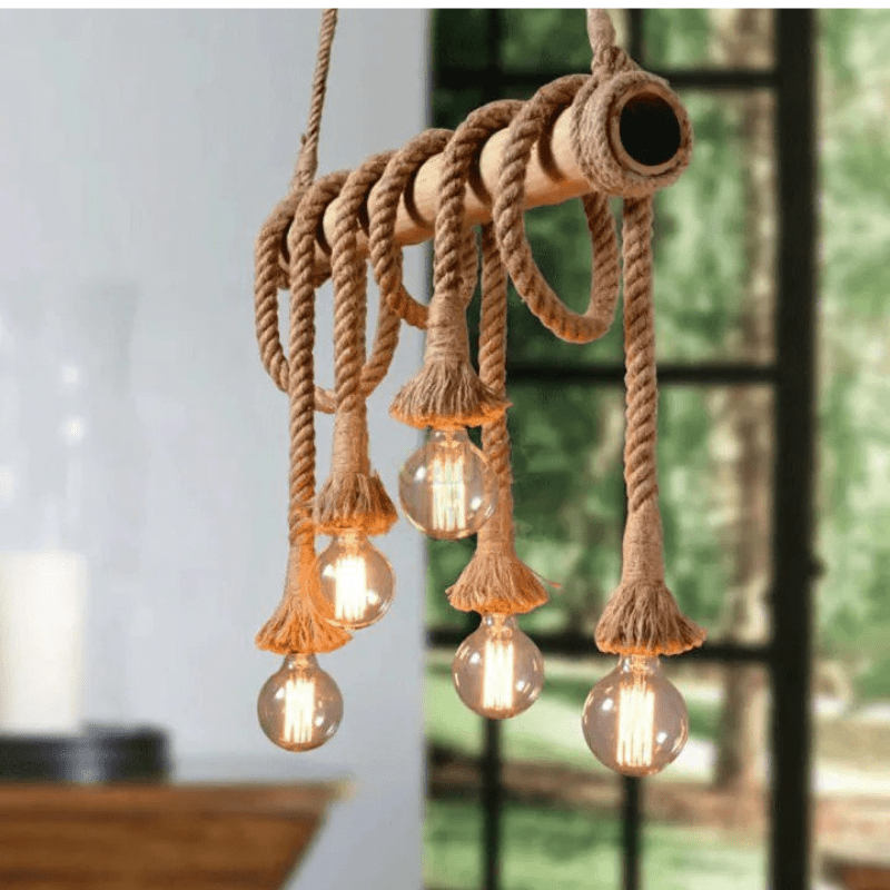 Vintage Hanfseil Pendelleuchte