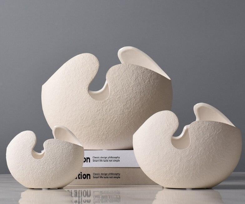 Frendorf | CrackElegance Weiße Keramik-Eivase | Handgefertigt | Modernes Design | Dekorative Wohnaccessoires