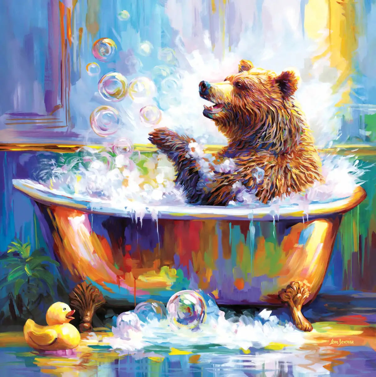 Frendorf | Glücklicher Bär in Badewanne Wandkunst