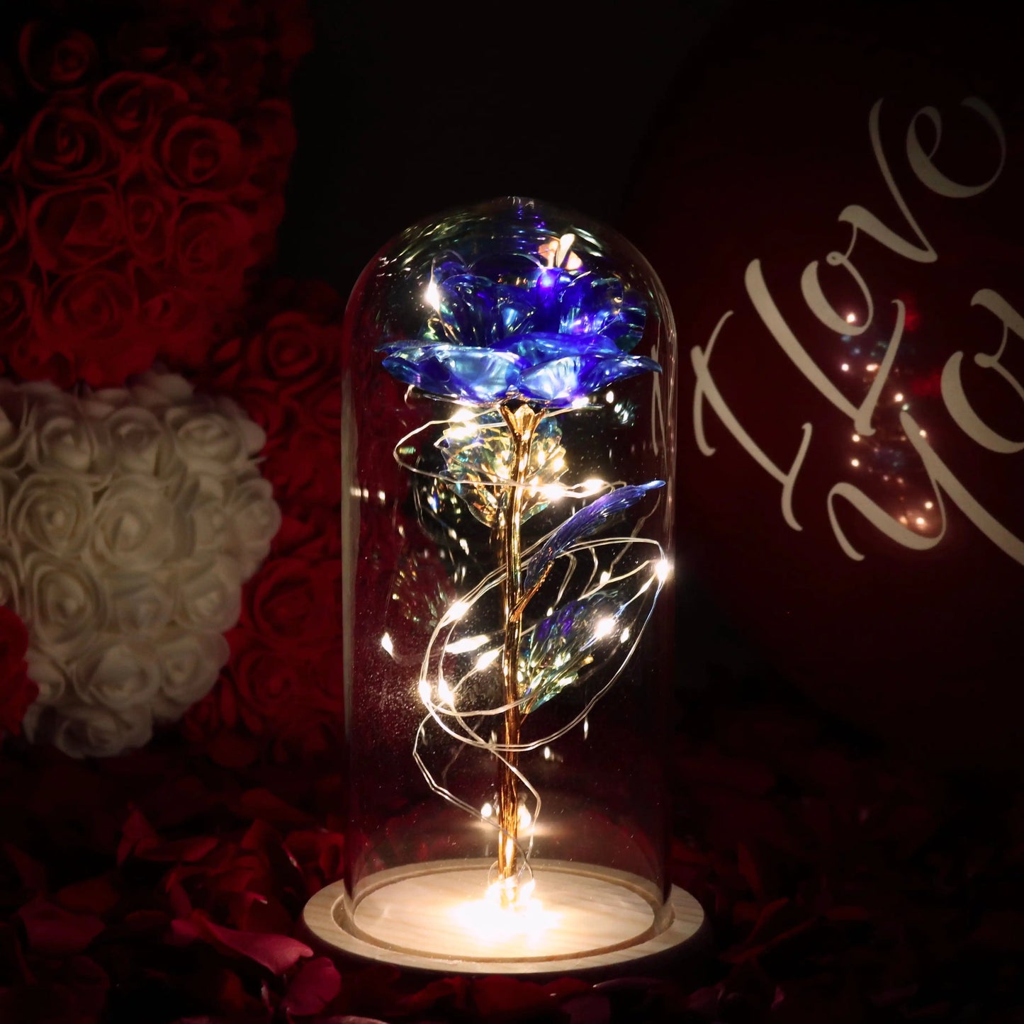 Frendorf | StarBloom Ewige Rose Lampe | LED-Galaxie-Licht | Romantische Dekoration | Perfektes Geschenk