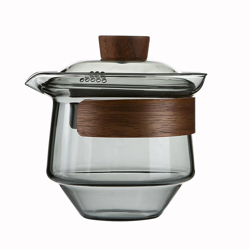 Hitzebeständige Teetasse | Schwarznussdeckel | Getöntes Glas