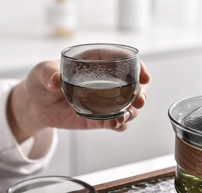 Hitzebeständige Teetasse | Schwarznussdeckel | Getöntes Glas