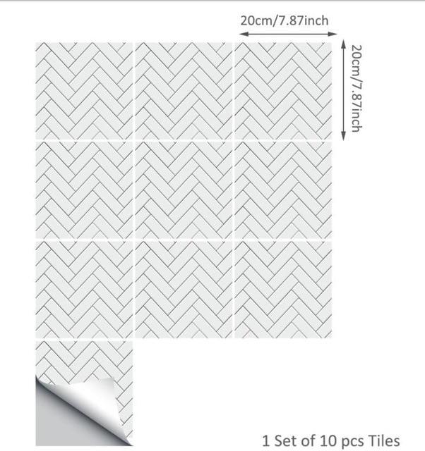 Frendorf | TileStyle Selbstklebende Fliesenaufkleber im Fischgrät-Muster | Moderne Wandgestaltung | Einfach anzubringen & langlebig