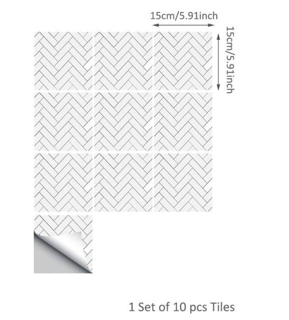 Frendorf | TileStyle Selbstklebende Fliesenaufkleber im Fischgrät-Muster | Moderne Wandgestaltung | Einfach anzubringen & langlebig