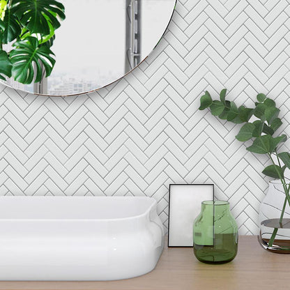 Frendorf | TileStyle Selbstklebende Fliesenaufkleber im Fischgrät-Muster | Moderne Wandgestaltung | Einfach anzubringen & langlebig