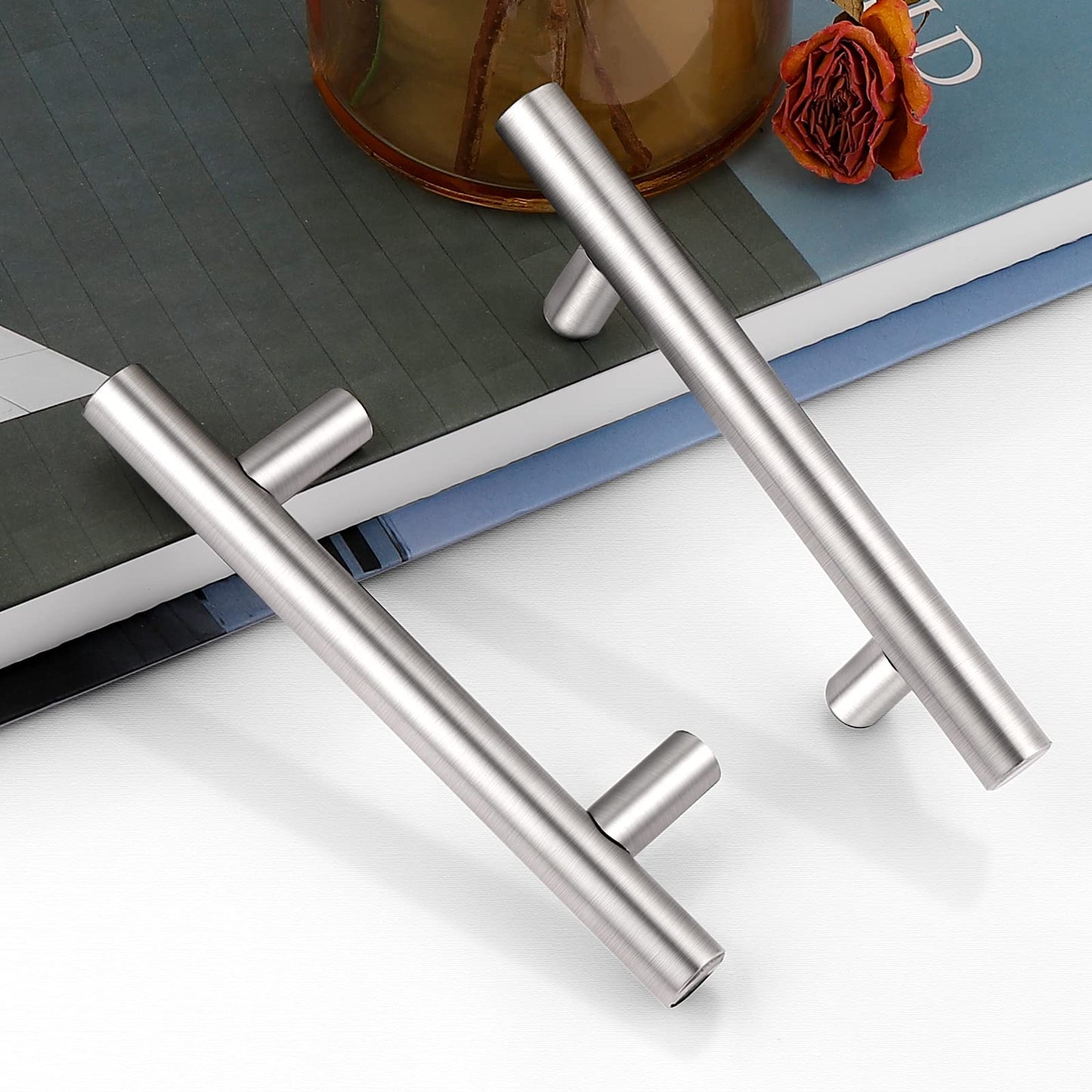 Gebürstetes Nickel Moderne Edelstahl Schubladenbeschläge T-Bar Griffe