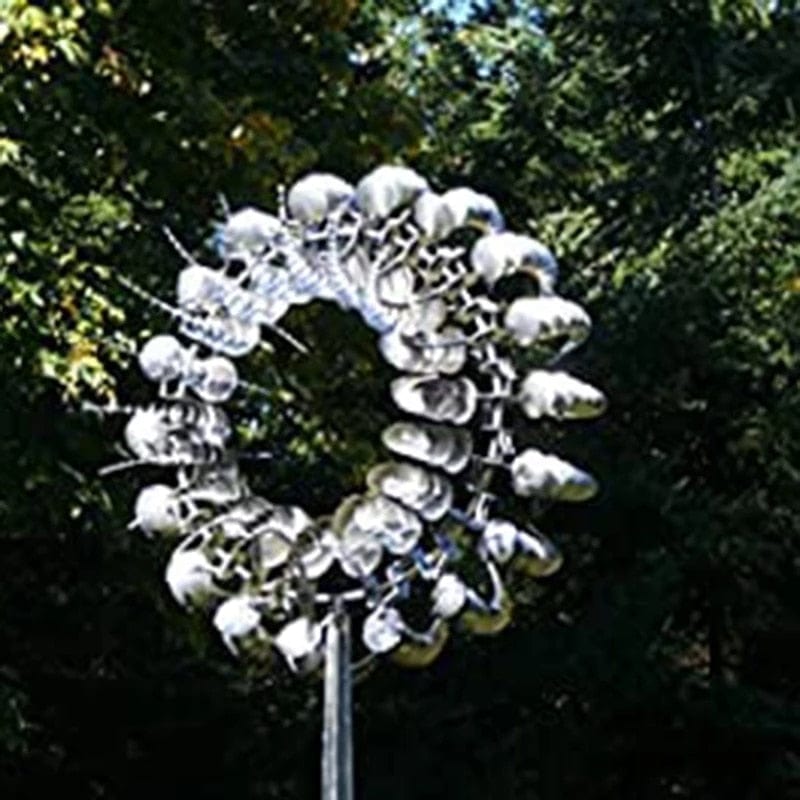 Frendorf | WindMotion Kinetische Windmühle aus Metall | Einzigartige Gartenkunst | Magische Skulptur für den Außenbereich