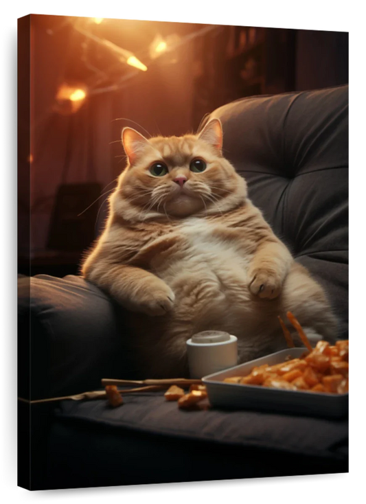 Frendorf | Fauler Kater Snacks essend Wandkunst