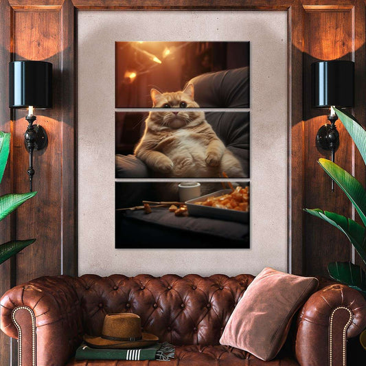 Frendorf | Fauler Kater Snacks essend Wandkunst