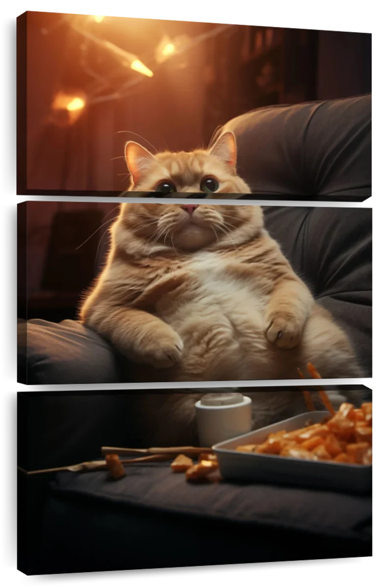 Frendorf | Fauler Kater Snacks essend Wandkunst