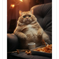 Frendorf | Fauler Kater Snacks essend Wandkunst