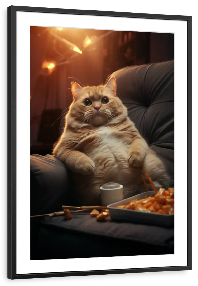 Frendorf | Fauler Kater Snacks essend Wandkunst
