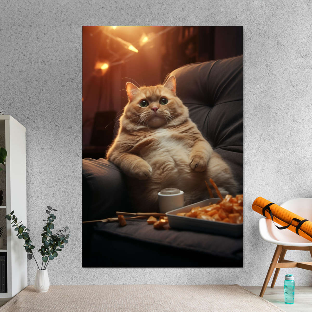 Frendorf | Fauler Kater Snacks essend Wandkunst