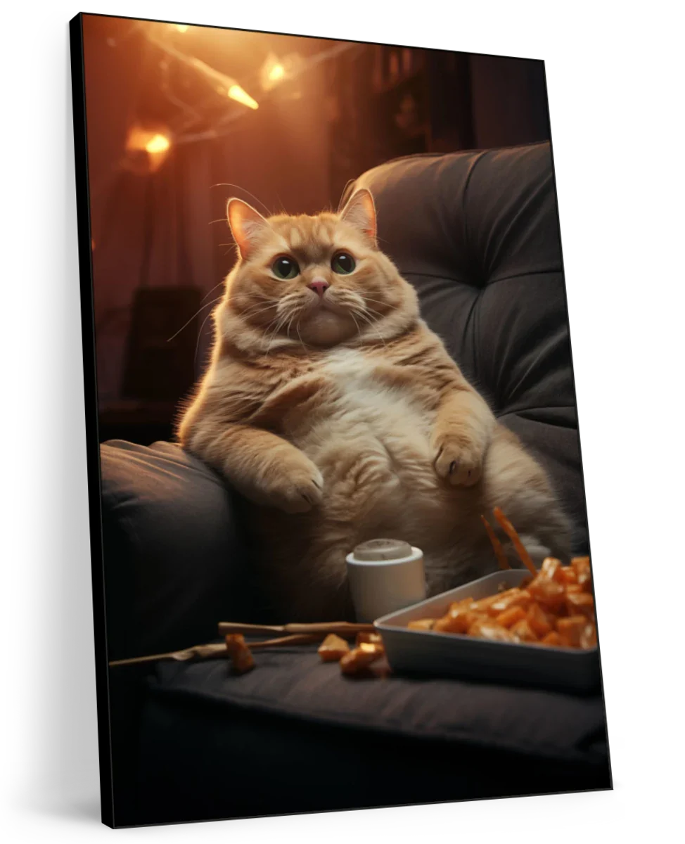 Frendorf | Fauler Kater Snacks essend Wandkunst