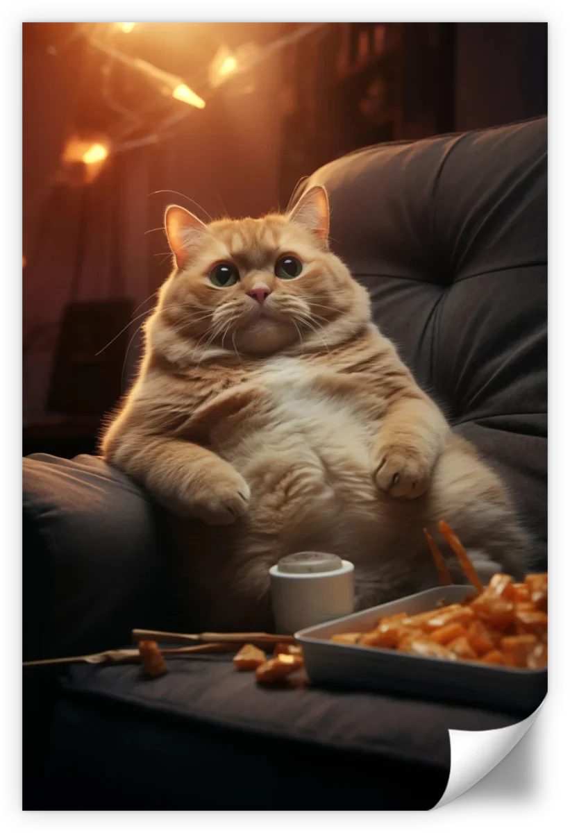 Frendorf | Fauler Kater Snacks essend Wandkunst