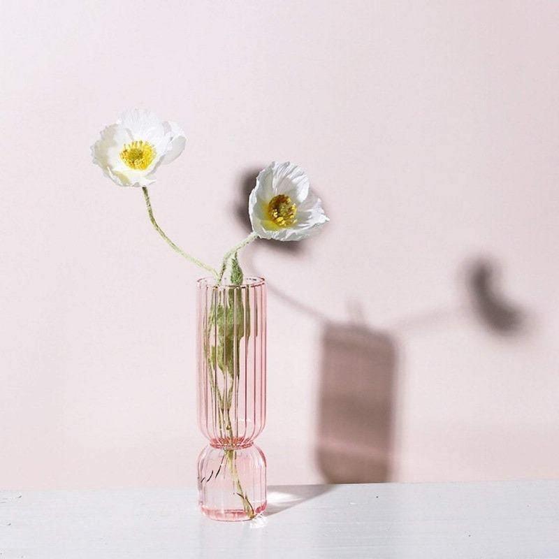Frendorf | Rosivina Pink Glas Kerzenhalter & Vasen Set | Elegantes Design | Vielseitige Tischdekoration