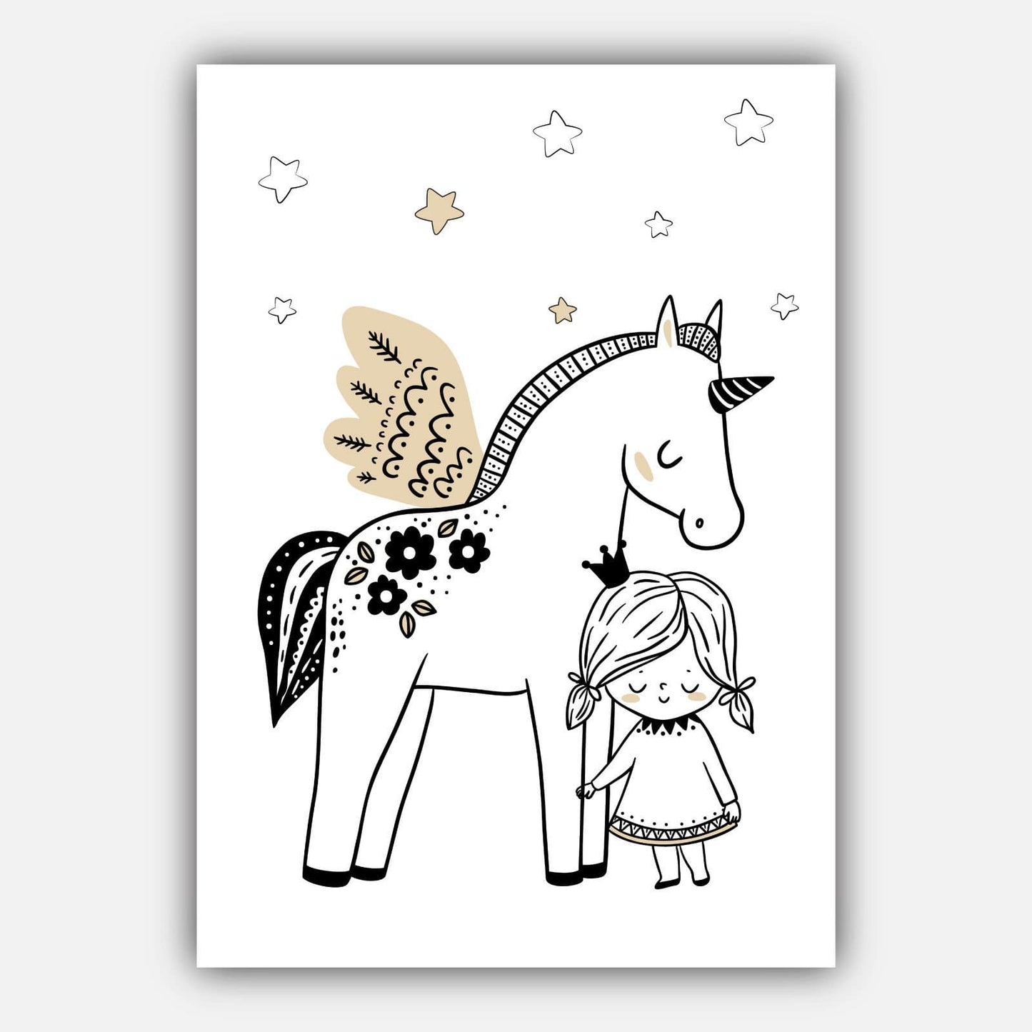 NURSERY Set aus 5 PRINZESSIN Einhorn, So Geliebt, Liebe dich bis zum Mond und Zurück Skandinavische Galerie Wandkunst Drucke Bilder Poster