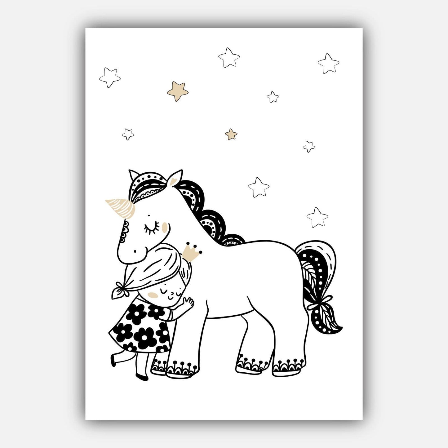 NURSERY Set aus 5 PRINZESSIN Einhorn, So Geliebt, Liebe dich bis zum Mond und Zurück Skandinavische Galerie Wandkunst Drucke Bilder Poster