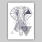 Set von 5 Galerie Wandkunst Marineblau und Grau Kunstdrucke Dschungel Kunstdruck Elefant Löwe Giraffe GEOMETRISCHE Wandbilder Poster Kunstwerke