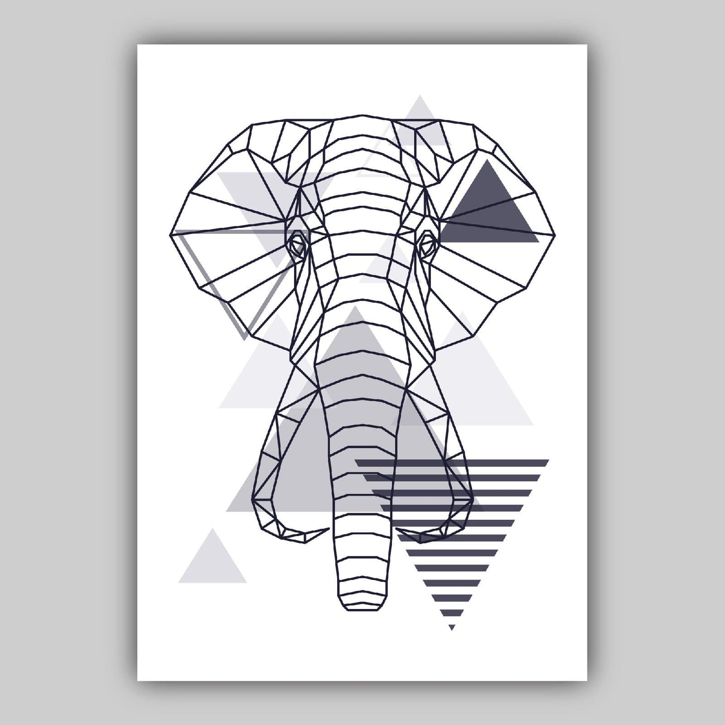 Set von 5 Galerie Wandkunst Marineblau und Grau Kunstdrucke Dschungel Kunstdruck Elefant Löwe Giraffe GEOMETRISCHE Wandbilder Poster Kunstwerke