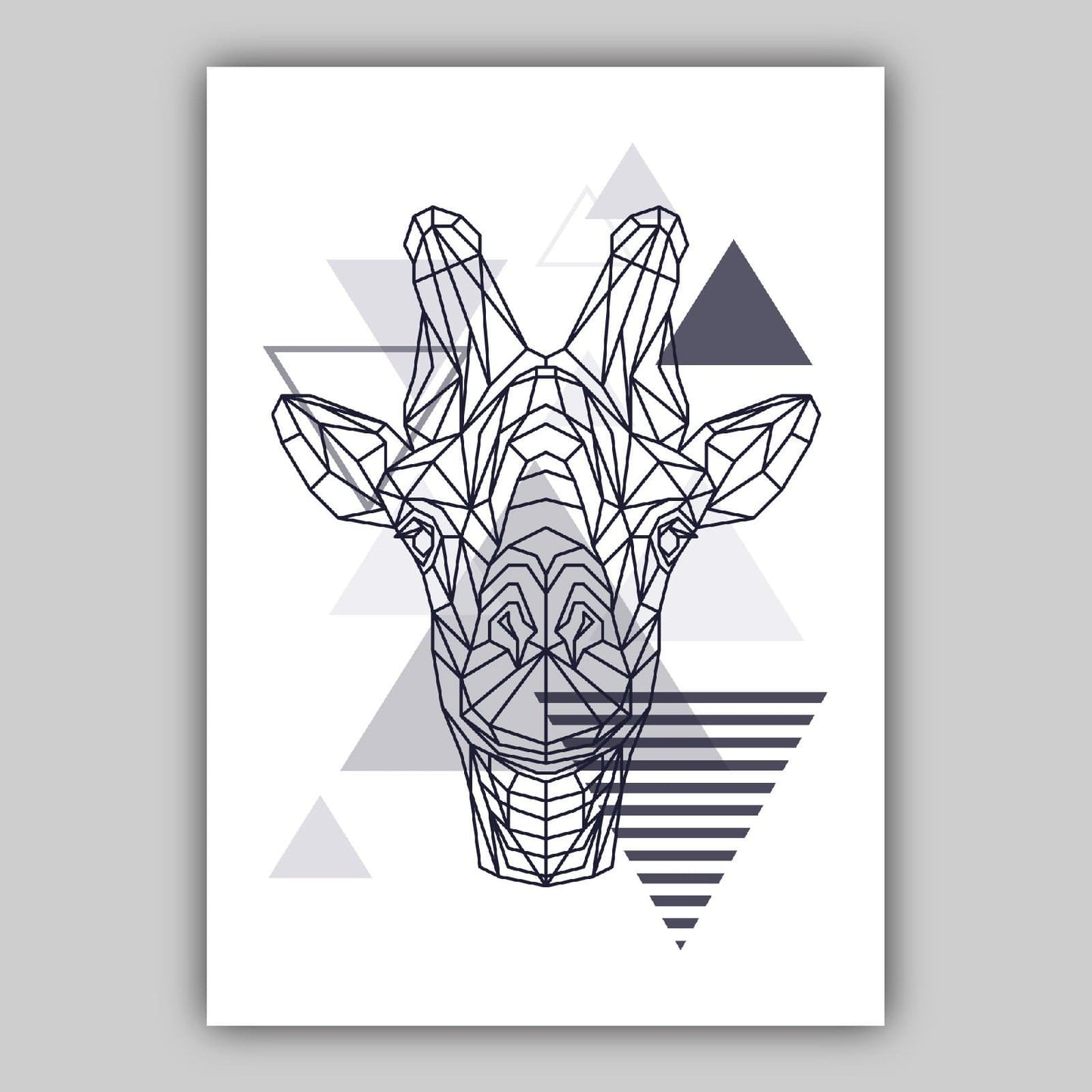 Set von 5 Galerie Wandkunst Marineblau und Grau Kunstdrucke Dschungel Kunstdruck Elefant Löwe Giraffe GEOMETRISCHE Wandbilder Poster Kunstwerke