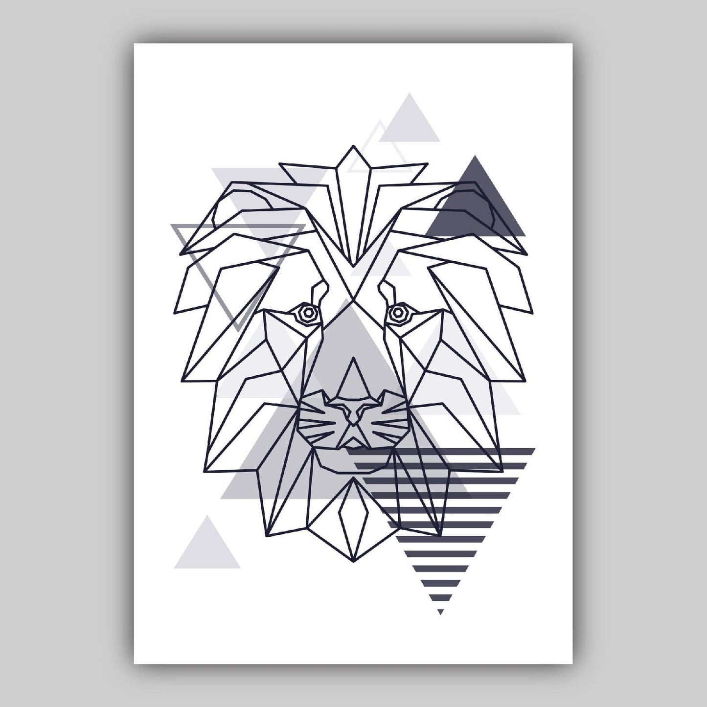 Set von 5 Galerie Wandkunst Marineblau und Grau Kunstdrucke Dschungel Kunstdruck Elefant Löwe Giraffe GEOMETRISCHE Wandbilder Poster Kunstwerke