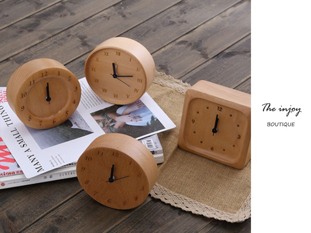 Buchenholz Wecker Klein, Kein Bildschirm Minimalistische Uhr Schreibtisch, Nachttisch Uhr, Geschenk für ihn