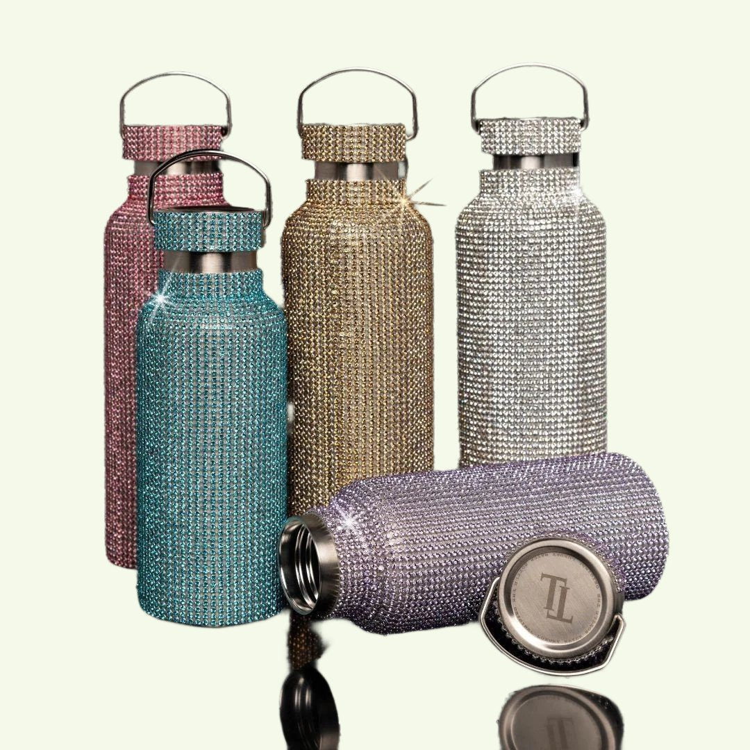 Diamant-Vakuumflasche – tragbare Strass-Diamant-Doppelschicht-Edelstahl-Wasserflasche, Outdoor-Sport, Reisen, Metall-Thermoskanne