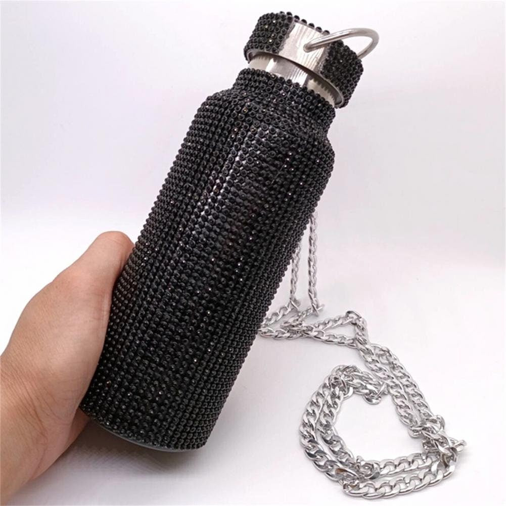 Diamant-Vakuumflasche – tragbare Strass-Diamant-Doppelschicht-Edelstahl-Wasserflasche, Outdoor-Sport, Reisen, Metall-Thermoskanne