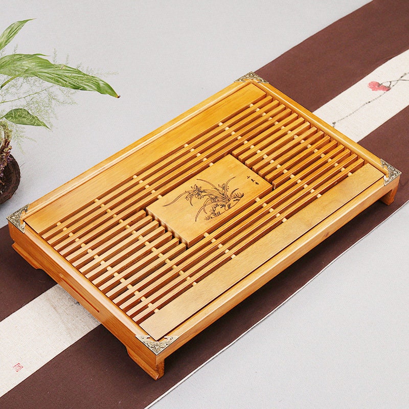 Frendorf | TeaFlow Kung-Fu Teebretttisch | Teetablett mit Wasserspeicher | Traditionelles Design für Teezeremonien & Dekoration