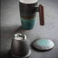 Große Tasse, Keramik-Teetasse mit Deckel. Große Teetasse mit Deckel