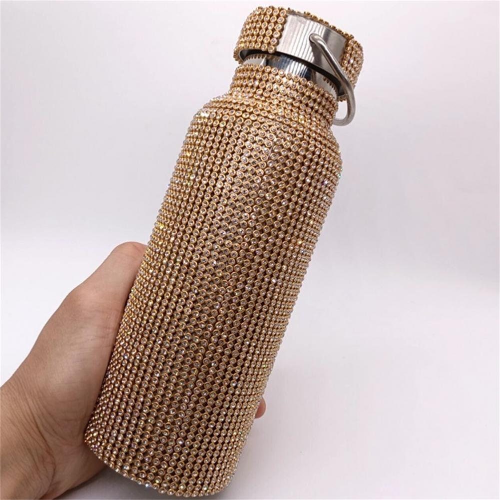 Diamant-Vakuumflasche – tragbare Strass-Diamant-Doppelschicht-Edelstahl-Wasserflasche, Outdoor-Sport, Reisen, Metall-Thermoskanne