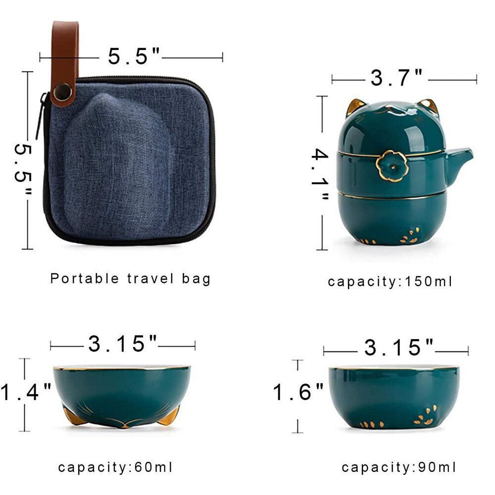 Keramik-Lucky-Cat-Kuai-Ke-Tasse – Porzellan-Teetasse mit Sieb, Filter und Deckel, tragbares Tee-/Kaffeetassen-Set für Büro, Reisen, Teegeschirr