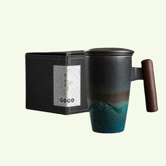 Große Tasse, Keramik-Teetasse mit Deckel. Große Teetasse mit Deckel