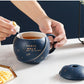Handgefertigter Astronaut großer BECHER für Männer mit Deckel für Kaffee und Tee 450 ml