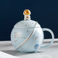 Handgefertigter Astronaut großer BECHER für Männer mit Deckel für Kaffee und Tee 450 ml
