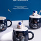 Handgefertigter Astronaut großer BECHER für Männer mit Deckel für Kaffee und Tee 450 ml